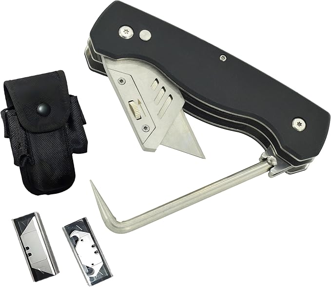 ZY891 Folding Utility Knife with Seam Tester, 10.83 inch Length, Oxford Bag, 20 Replacement Blades