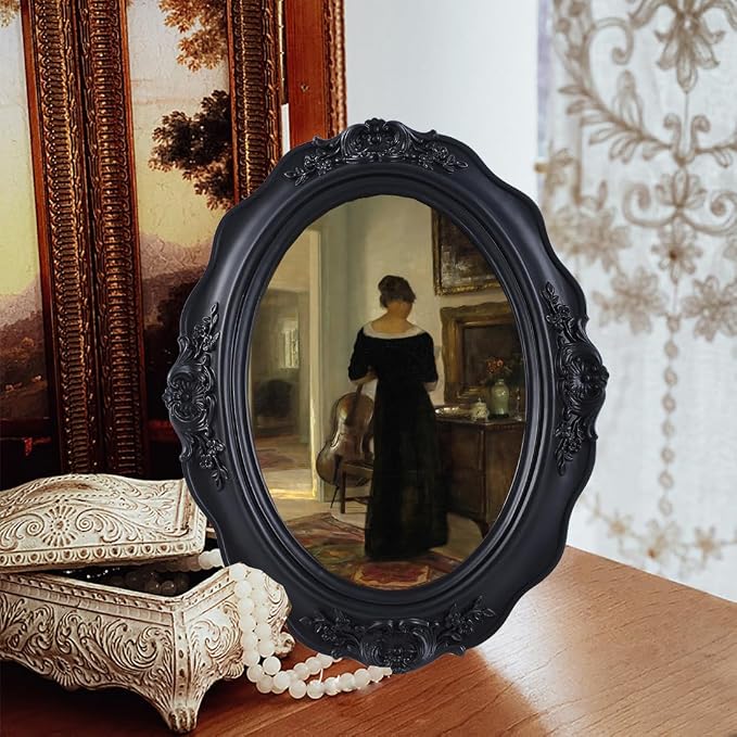 SIKOO Vintage Picture Frames 5x7 Antique Oval Picture Frame Tabletop and Wall - Image 3