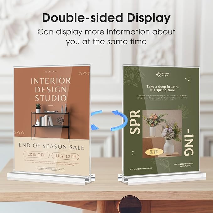 MaxGear Acrylic Sign Holder 8.5" x 11" Double Sided Menu Holder, 1 Pack | Clear - Image 5