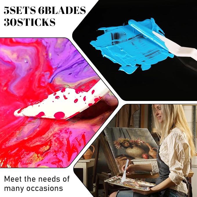 30Pcs Plastic Spatula Palette Knives Set, Pallete Knife Thin and Flexible Art - Image 3