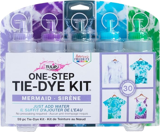 Tulip One-Step Tie-Dye Kit Mermaid, Party Activity, Permanent Fabric Dye by Tulip