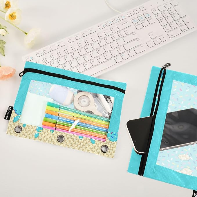 Custom Teal Blue Ice Cream Print Pencil Pouch - Image 5