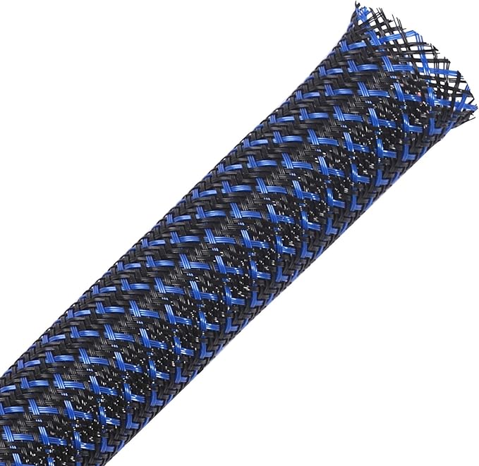 100ft - 3/8 inch PET Expandable Braided Sleeving – BlackBlue – Alex Tech by AlexTech