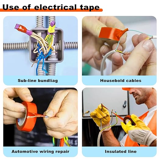 Romeda 9 Pack Electrical Tapes, Electrical Tape Water, Sun, and Oil Resistant, Electrical Tape is Suitable for Most Domestic, Commercial, and Industrial environments - Orange