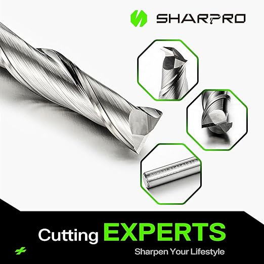 Spiral Upcut Router Bit 1/4 Inch Shank 1/4 Inch Cutting Dia. 1'' CL. Extra Long 2-1/2'' OVL. Carbide Upcut CNC Bits, Ideal for Wood Engraving and Plunging Applications (5PCS)