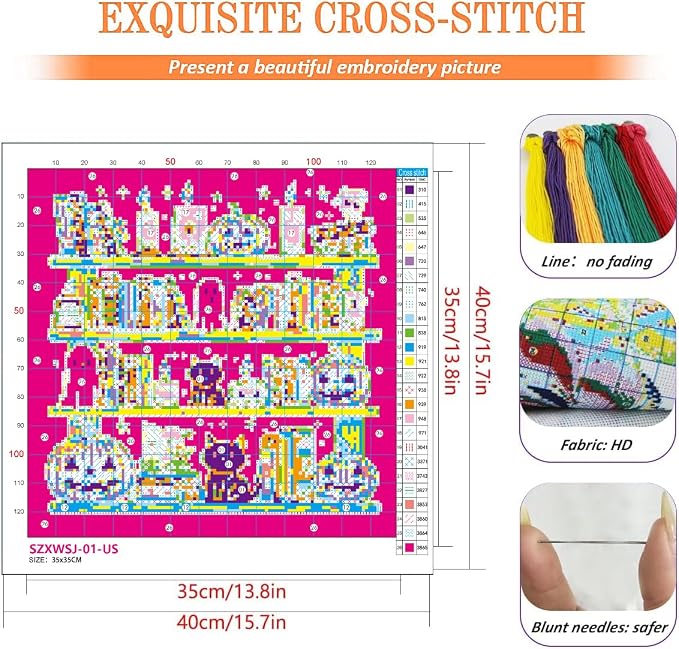 KYOQFVN Bookshelf Stamped Cross Stitch Kits - Image 2