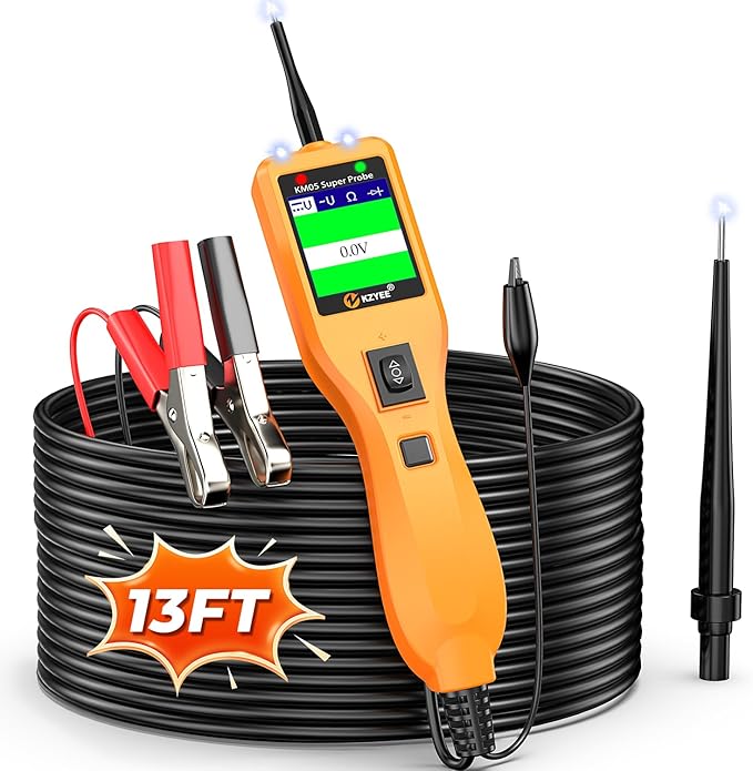 KZYEE KM05 Power Circuit Probe Tester, 12V/24V Automotive Diagnostic Test Tool, Digital Multimeter, Short/Open Circuit Finder, AC/DC Voltage, Continuity, Diode, Resistance Test, Current Probe Kit