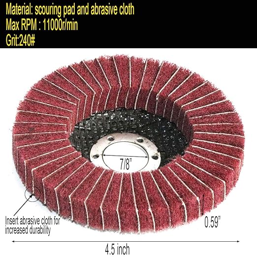 5Pcs 4.5" x 7/8" Nylon Fiber Flap Disc Polishing Grinding Wheel,Scouring pad Buffing Wheel for Angle Grinder, Polishing Tools (Grit 240)