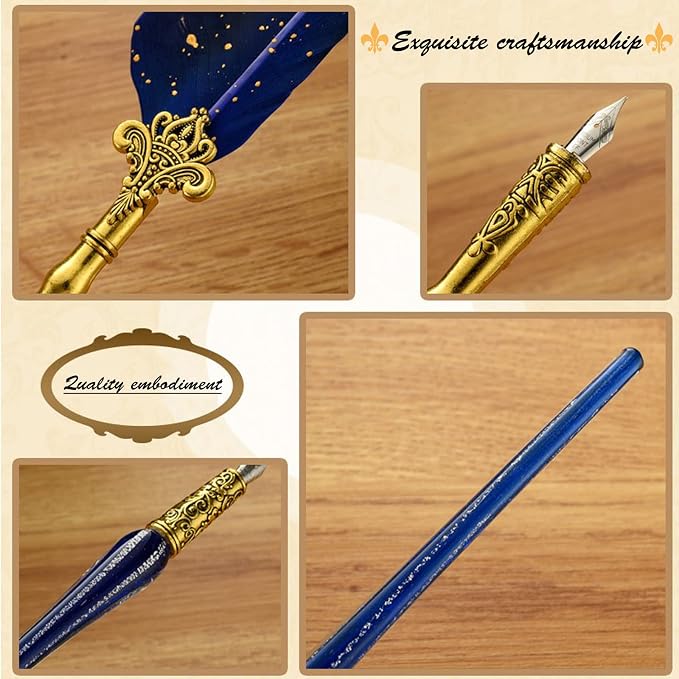 Joyeee Feather Calligraphy Pen and Ink Set, - Image 8
