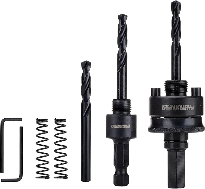 General Quick Change Hole Saw Mandrel, 7/16-Inch and 3/8 Inch Hole Saw Arbor with 3Pcs Central Drill/2PCS Hex wrench/2Pcs Spring