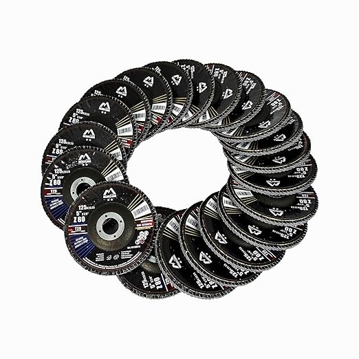 Merryland Flap Disc 5 inch Metal for Angle Grinder, 5inch 80 Grit T29 Flap Wheel 20 Pack, Blue Zirconium Corundum INOX Stainless Steel Iron Universal, Craft-Line FC1108414-20