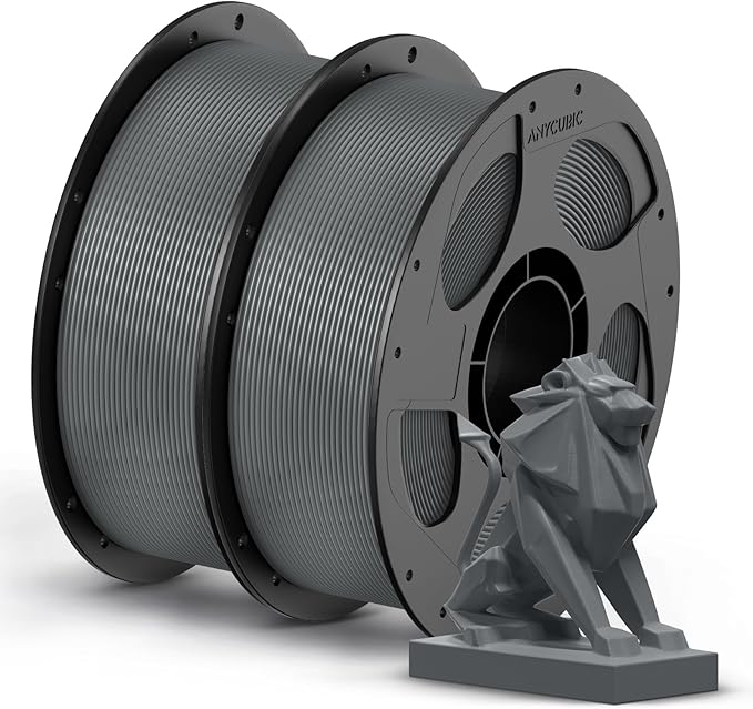 ANYCUBIC PETG Filament 1.75mm, 3D Printer Filament, Dimensional Accuracy +/- 0.02mm, Exceptional Toughness, Print with Most FDM 3D Printers, 1KG Reusable Spool, 2KG Texture Grey