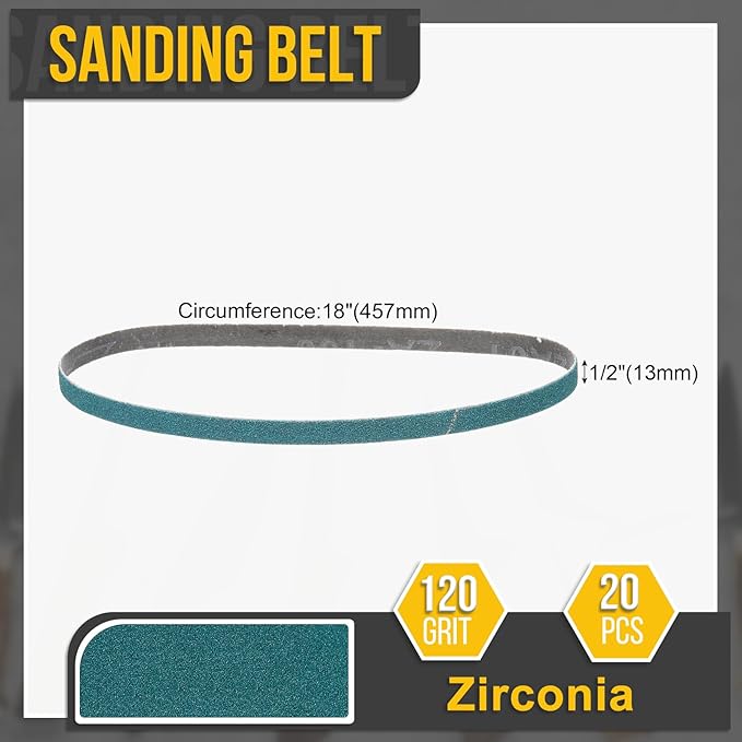 1/2 x 18 Inch Sanding Belt, 15 Pcs 120 Grit Zirconia Knife Sharpener Belts Work Sharpening for Belt Sander Knife Carving Tool Metal Working