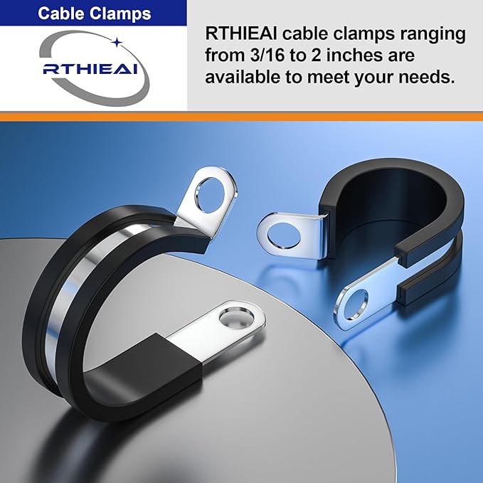 20 PCS 1/4 Inch Stainless Steel Cable Clamps - Insulated, Hose & Pipe Clamps
