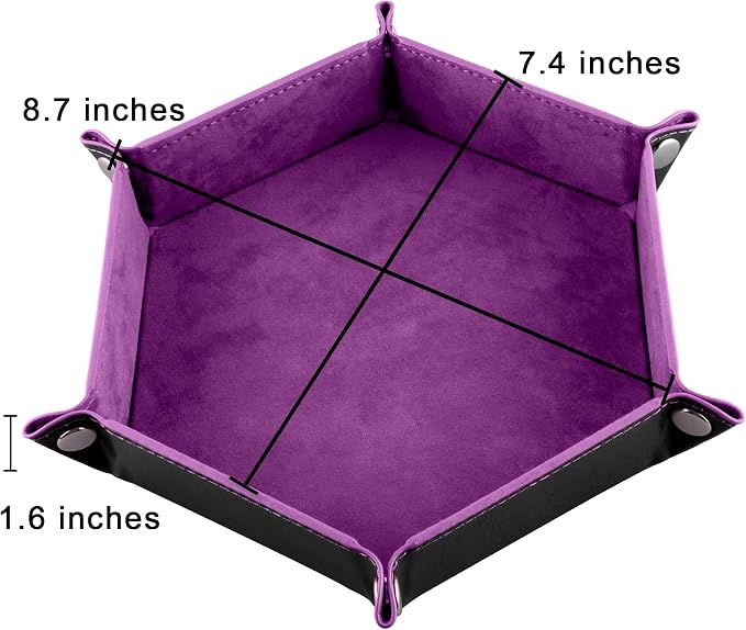 SIQUK 6 Pieces Dice Tray Hexagon Dice Rolling Holder Folding PU Leather Dice - Image 2