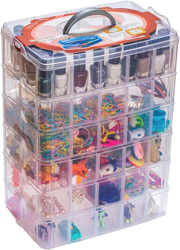 Sooyee 6 Layers Stackable Storage Container Clear 60 Adjustable Compartments - Image 2