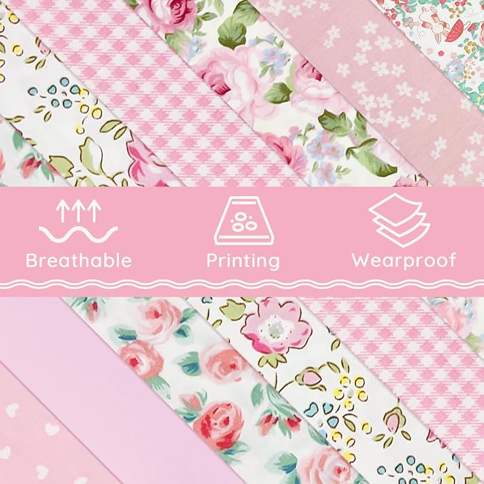 Aubliss 8pcs Fat Quarter Fabric Bundles Quilting Cotton Craft Fabric Pre-Cut - Image 5