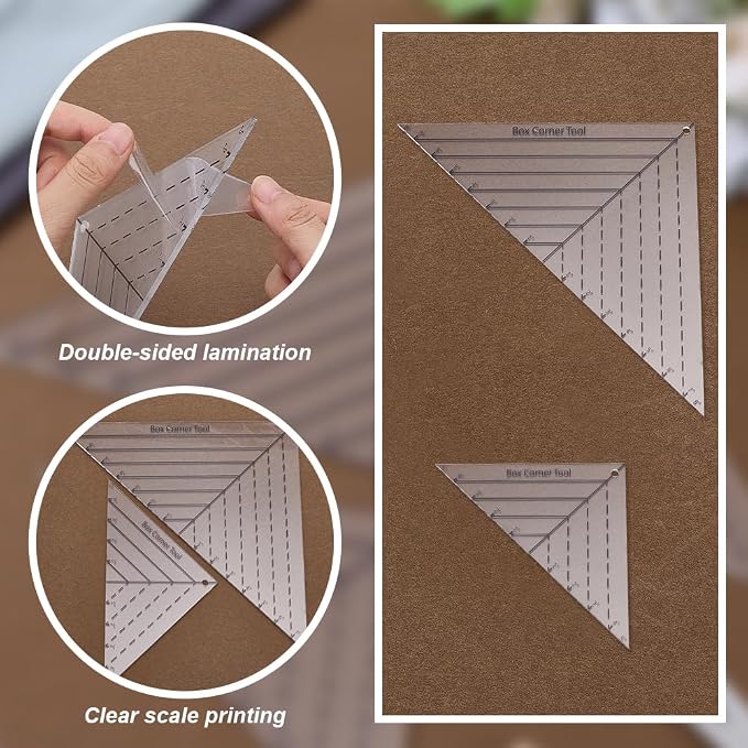 INFUNLY 2pcs Boxed Corner Template Half-Square Triangles 2 Size Acrylic Cutting - Image 3