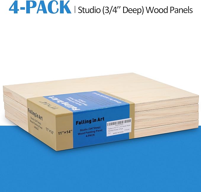 Falling in Art 4 Pack 11x14’’ Unfinished Birch Wood Panels Kit - Image 6