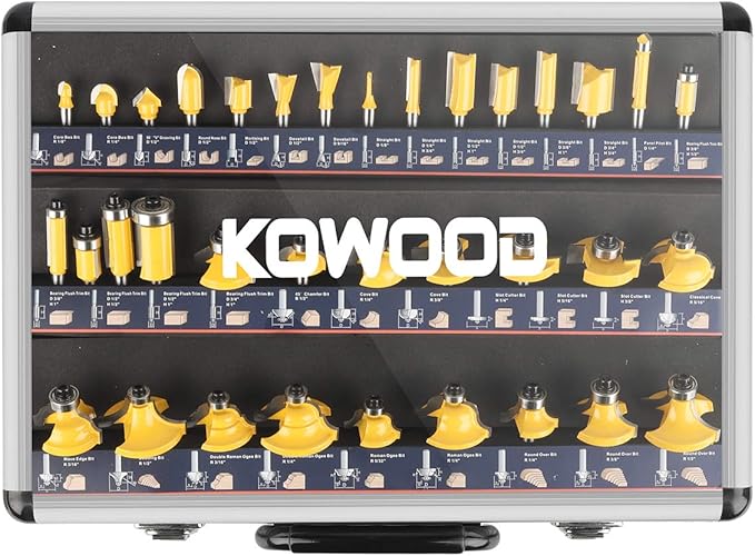 KOWOOD Router Bits Sets of 35B Pieces 1/4 Shank Router Bit Set T Shape Wood Milling Cutter