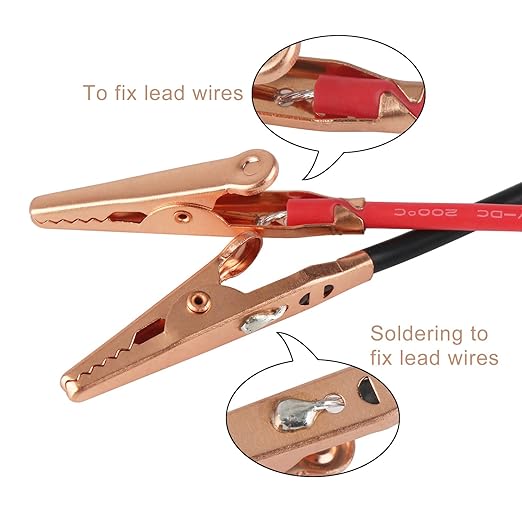 DROK Jumper Wires with Alligator Clips Electrical - 10pcs 45mm Large Pure Copper 19.6 inches/50cm Test Leads with Alligator Clips for Multimeter Electrical Testing