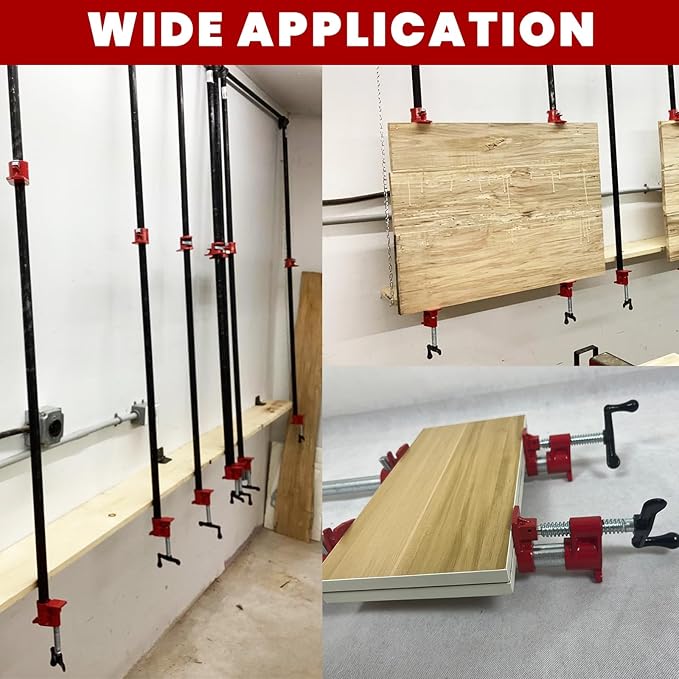 Pipe Clamps 3/4 inch Pipe Clamps for Woodworking 6 Pack Heavy Duty Wood Gluing Clamps with Quick Release, Ideal for Carpentry, Home Improvement, and DIY Projects (3/4 IN)