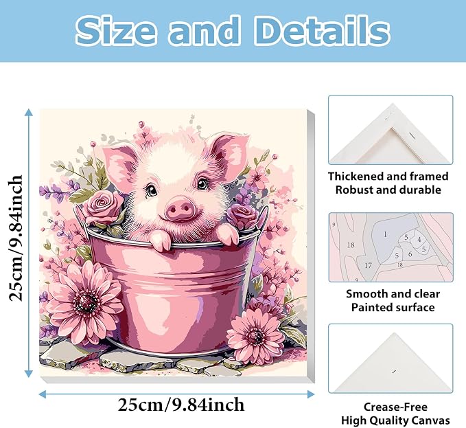 hkejoi Pig Paint by Numbers Kit - Image 3