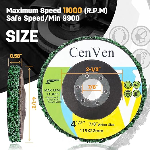 10 Pack Strip Disc Stripping Wheel for Angle Grinder 4.5'' x 7/8'', Grinding Wheels Stripper Wheels for Removing Paint, Wood, Rust Welds, Oxides of Metal