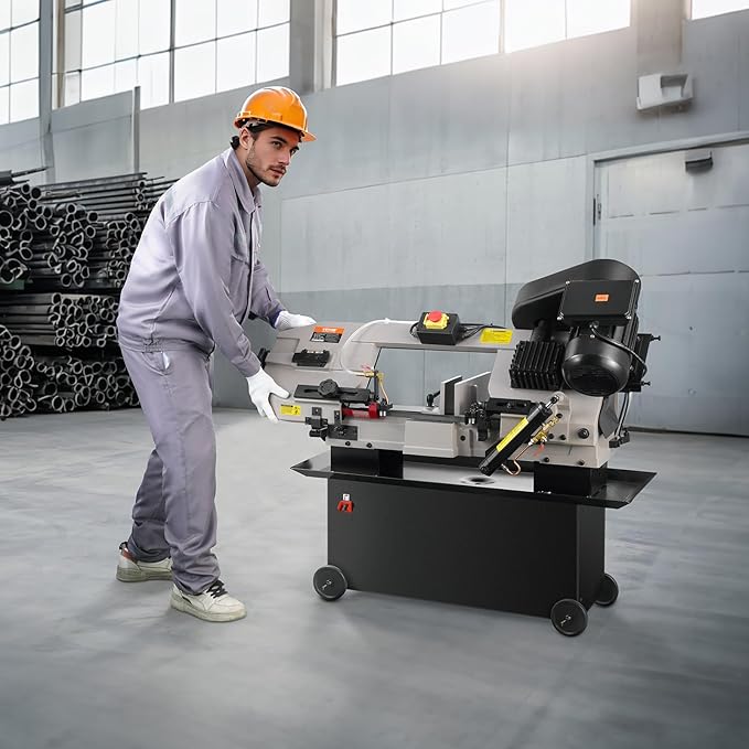 VEVOR Metal Horizontal Band Saw, 7 x 12 in Rectangular Cutting Capacity, 110/220V Metal Vertical Cutting Bandsaw with 1.1 kW Motor, 0-45° Angle Adjustment, Variable Speed, for Metal, Wood, and Plastic
