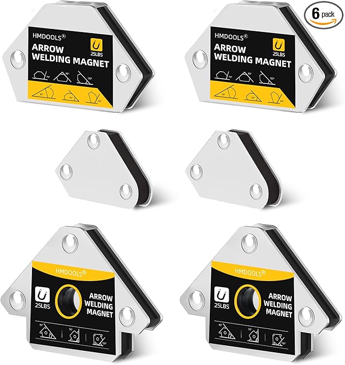 Welding Magnets Small Set,6 Pieces of Magnetic Welding and Clamps Holder 25LB & 10LB,2Pcs Arrow,2Pcs Hexagon,2Pcs Mini,Power Welding Accessories and Tools,Welding for Car