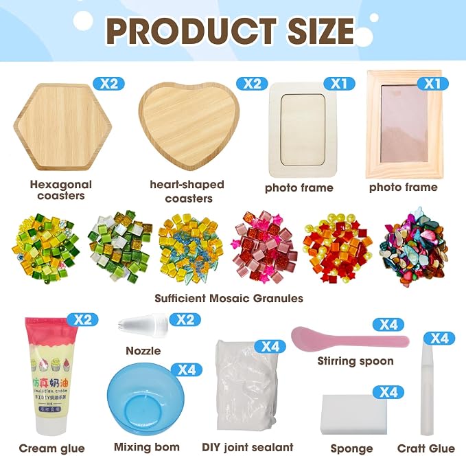 6 Sets DIY Glass Mosaic Tiles for Crafts Mixed Color Mosaic Kits - Image 2