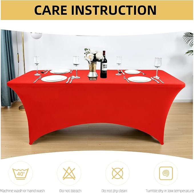 10-Pack 6ft Red Spandex Table Covers - Image 6