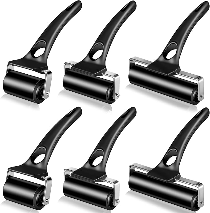 Frienda 6 Pack Rubber Brayer Rollers Set, 2 Inch, 3.2 and 4.7 Inch Hard Rubber by Frienda