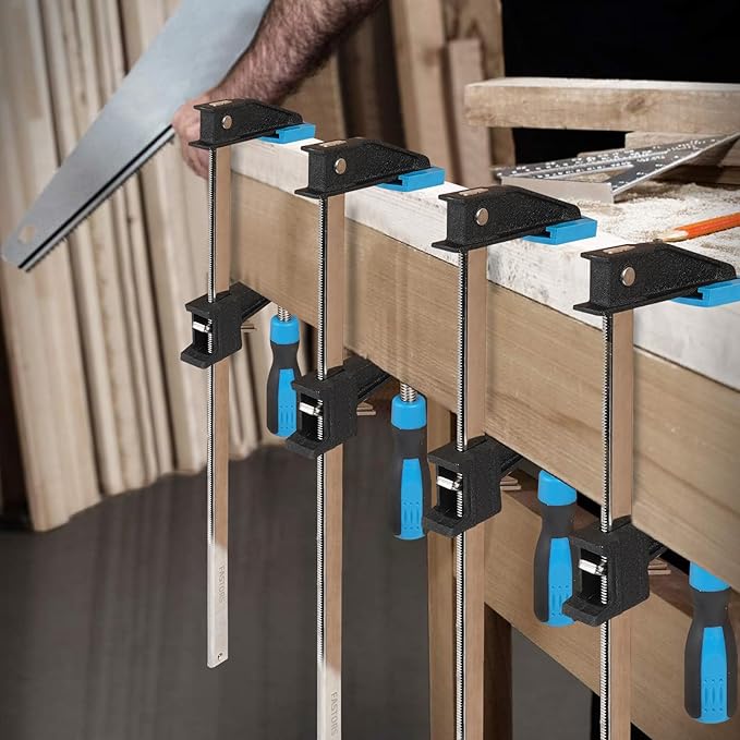 Bar Clamps for Woodworking 36 Inch,2-Pack Wood Clamps Adjustable and Release Quickly,Throat Depth 2.5 Inch, Serrated Steel Rail,Bar Clamps Force 600 Lbs