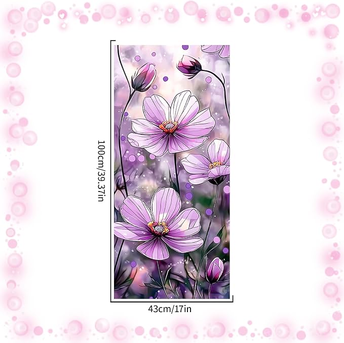 Bloss Flower Privacy Window Film, Faux 3D Floral Stained Glass Windows Film - Image 2