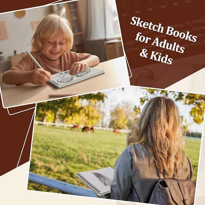 5 Pack Small Sketch Book, 5.5x8.5 Inch Top Spiral Sketchbook 60 Sheets Each - Image 7