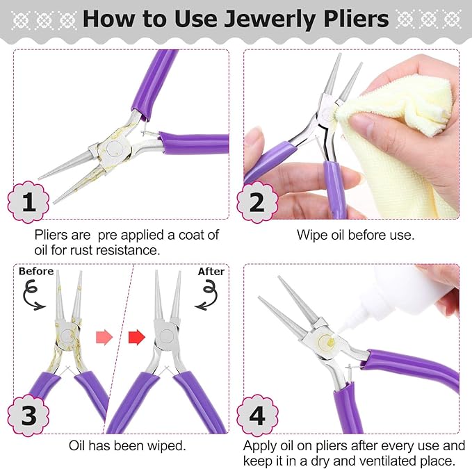 Anezus 4Pcs Jewelry Pliers Tool Set Includes Needle Nose Pliers, Round Nose - Image 5
