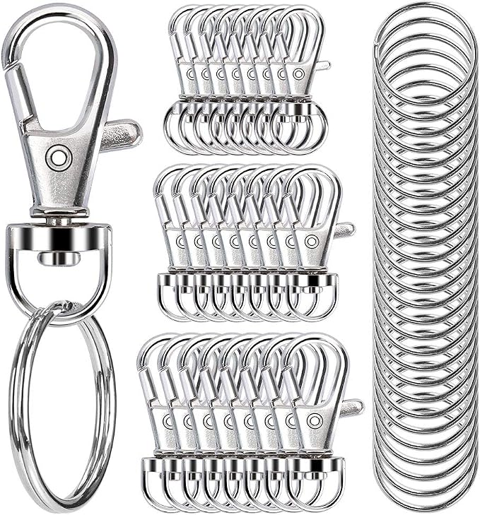 100PCS Swivel Snap Hooks with Key Rings, Premium Metal Swivel Lobster Claw by Sucrown