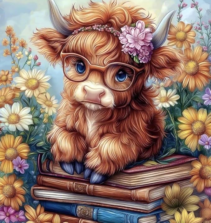 MYBISYMQQ Highland Cow & Sunflower Stamping Cross Stitch Kit, 11CT Embroidery by Unknown