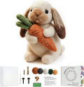 DIY Needle Felting Kit Cute Brown Lop-Eared Bunny Holding Carrot – Needle by FaceNFace