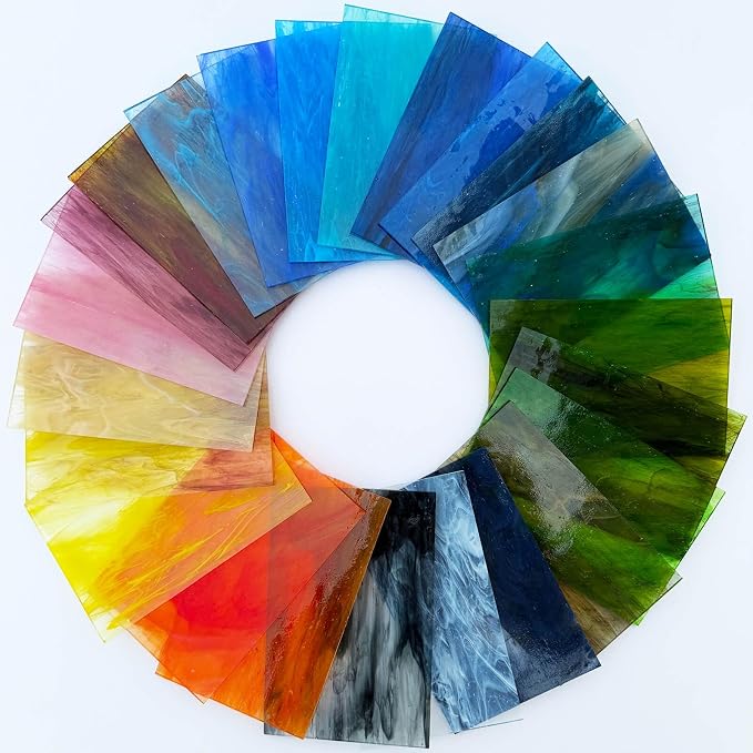 LITMIND 24 Sheets Transparent Streaky Stained Glass Sheets – Mystic Rainbow Mix - Image 3