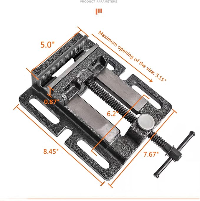 MYTEC Heavy Duty Vice for Drill Press, 5.0" Black, Quick Release Workbench Industrial Vise Clamp, High-grade cast steel Bench Clamp
