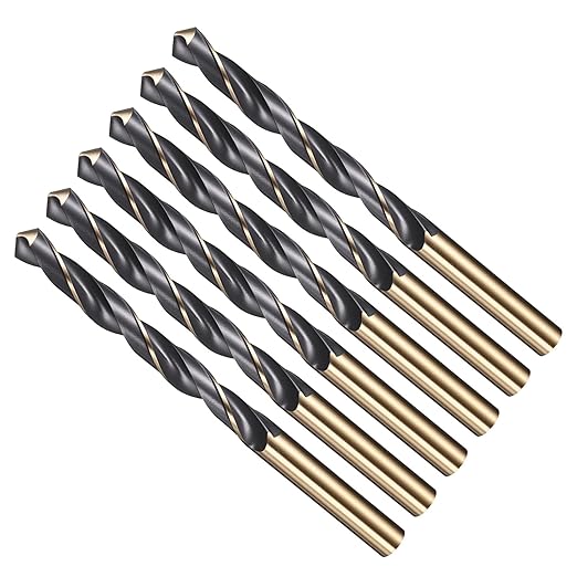 Drill Bit, 9mm Cutting Diameter, 4341 HSS Gold and Black 118° Cutting Angle Number Jobber Bits - (Applications: for Drilling Soft Metal Plastic Wood), 6-Pieces