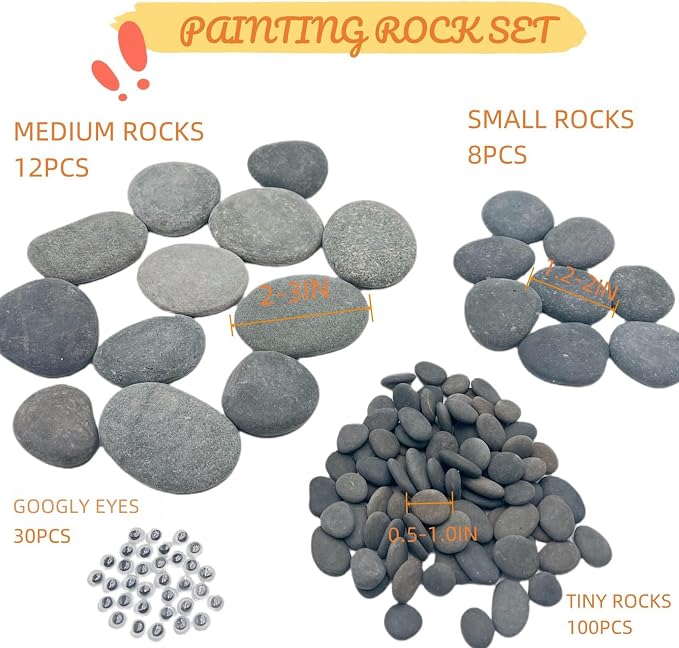CYLHCM 120 PCS Rocks for Painting, Medium/Small/Tiny Rocks for Painting - Image 3