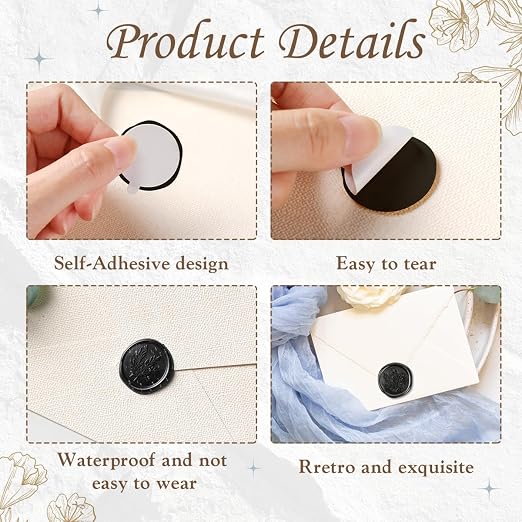 60 Pcs Wax Seal Stickers Wedding Invitation Envelope Seal Stickers Self - Image 3