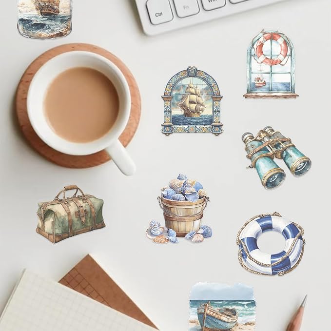 50 PCS Retro Sailing Stickers for Scrapbooking Journaling Junk Journal - Image 4