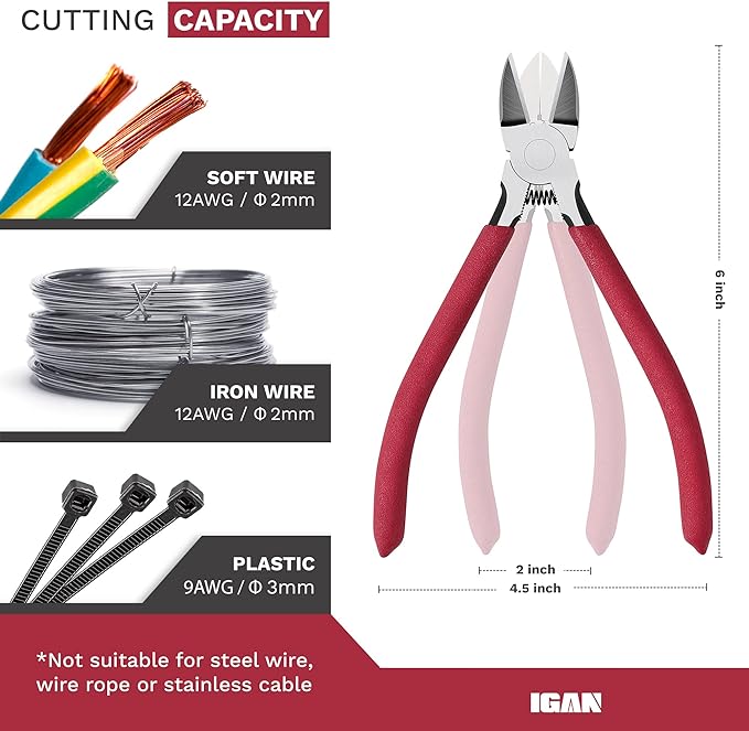 IGAN-P6 Wire Cutters, 6-inch Ultra Sharp & Powerful Side-cutting Pliers - Image 2