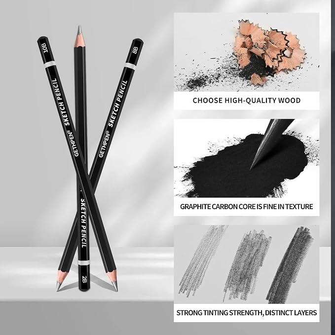 GETHPEN Drawing Sketching Pencil Set, 14 Pieces Graphite Pencils | 14Pcs - Image 4