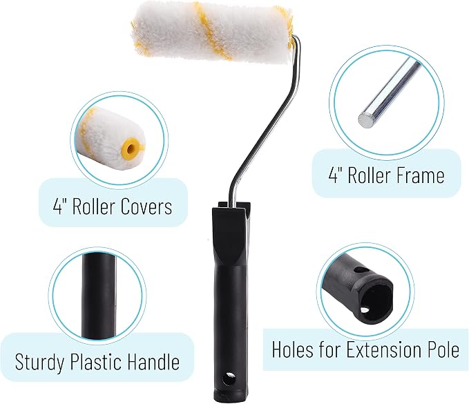 Bates- Paint Tray Set, Paint Roller Kit, 4 Inch Roller Set, Small Paint Roller - Image 3