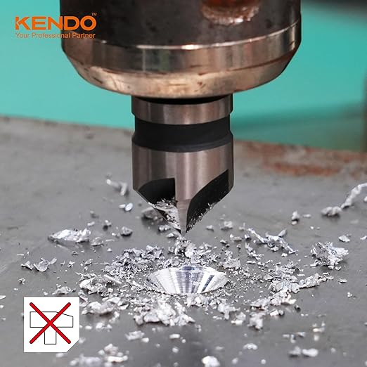 KENDO 5PCS Countersink Drill Bit Set, High Speed Steel Countersink Bits, 82 Degree 5 Flute Pieces, 1/4 Inch Hex Shank, Fit for Sink Holes into Metals, Wood, Plywood, Plastic with Aluminum Case